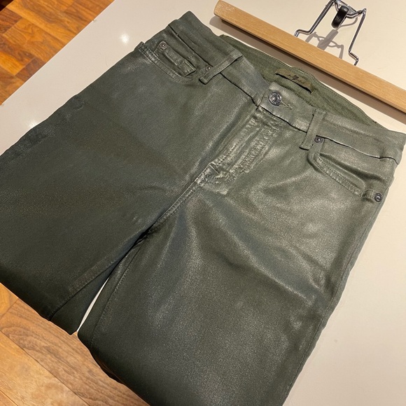7 For All Mankind Green Waxed jeans ‘24’ - Picture 5 of 15